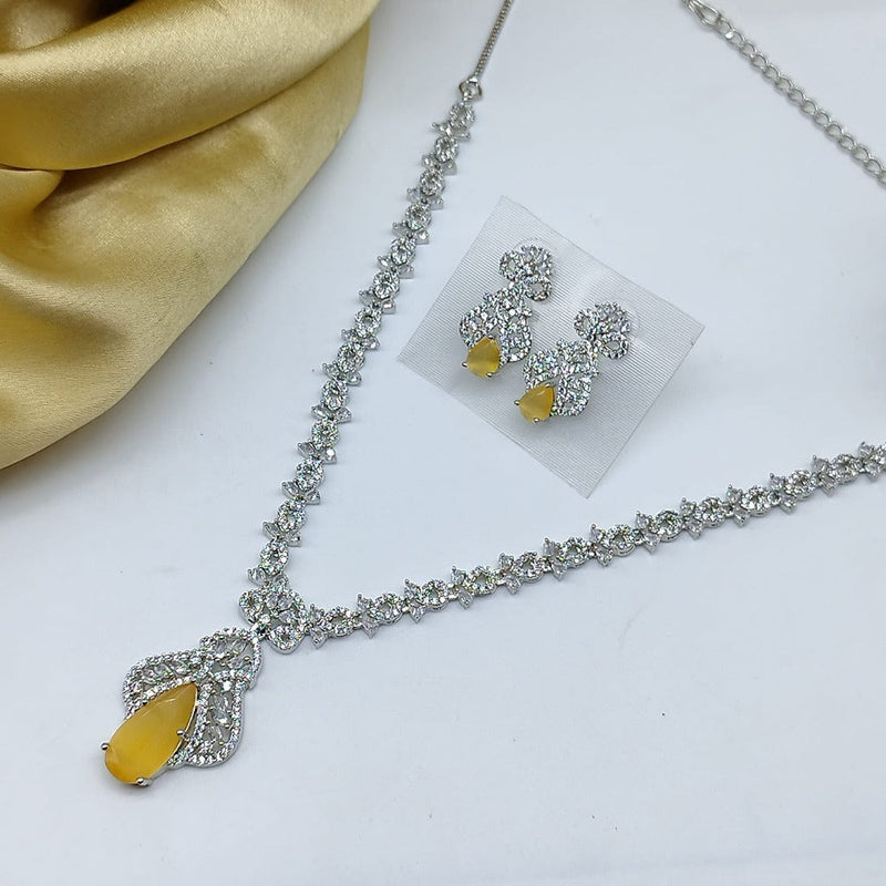 Akruti Collection Silver Plated AD Necklace Set