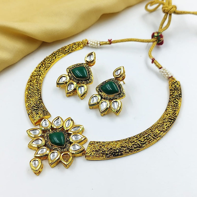 Akruti Collection Gold Plated Kundan Stone Necklace Set