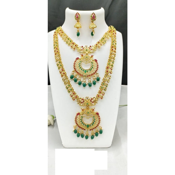 Akruti Collection Gold Plated Beads And Pota Stone Necklace Combo