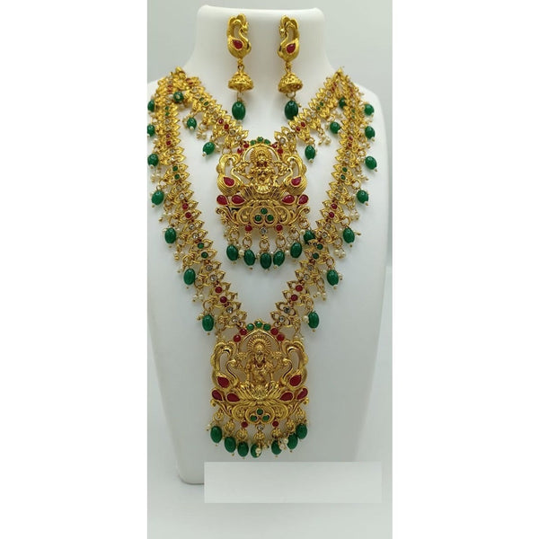 Akruti Collection Gold Plated Beads And Pota Stone Necklace Combo