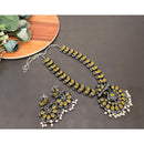Akruti Collection Oxidised Plated Pota Stone Combo Set