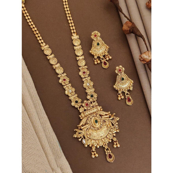 Akruti Collection Gold Plated Kundan Long Necklace Set