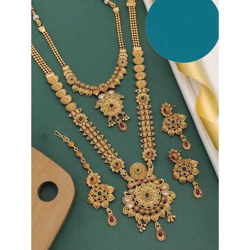 Akruti Collection Gold Plated Combo Necklace Set