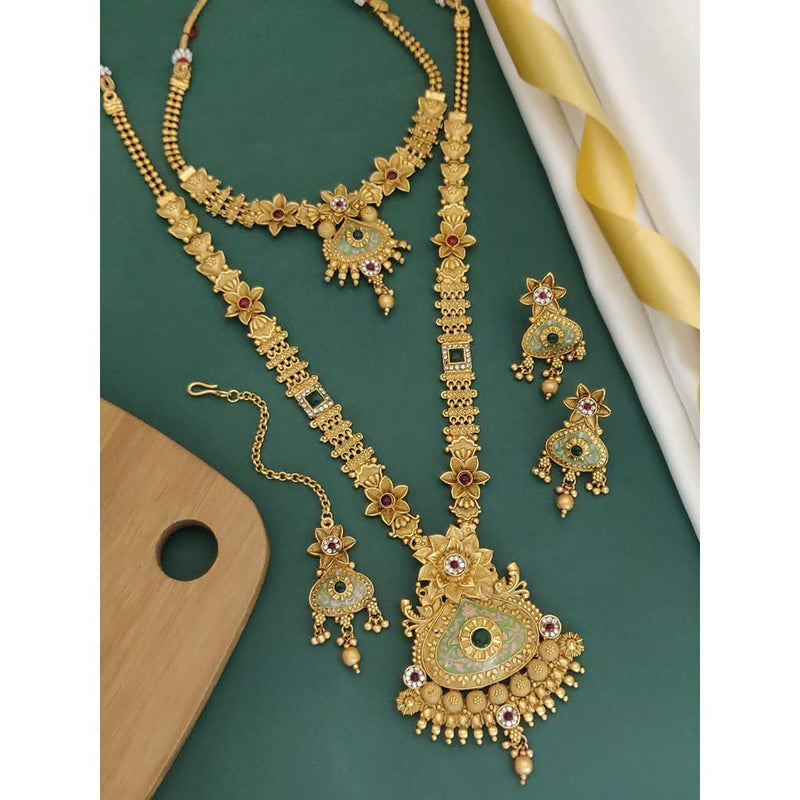 Akruti Collection Gold Plated Combo Necklace Set