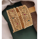 Akruti Collection Gold Plated Pota Stone Openable Kada