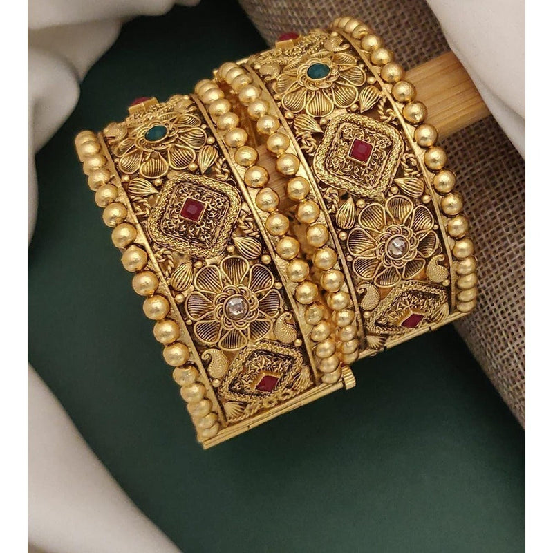 Akruti Collection Gold Plated Pota Stone Openable Kada