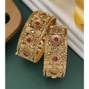 Akruti Collection Gold Plated Pota Stone Openable Kada