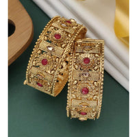 Akruti Collection Gold Plated Pota Stone Openable Kada
