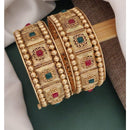 Akruti Collection Gold Plated Pota Stone Openable Kada