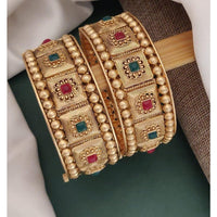 Akruti Collection Gold Plated Pota Stone Openable Kada