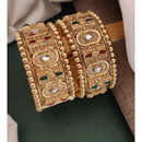 Akruti Collection Gold Plated Pota Stone Openable Kada