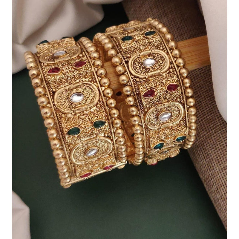 Akruti Collection Gold Plated Pota Stone Openable Kada