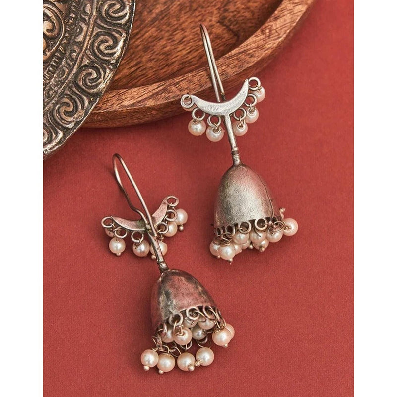 Akruti Collection Oxidised Plated Jhumki Earrings