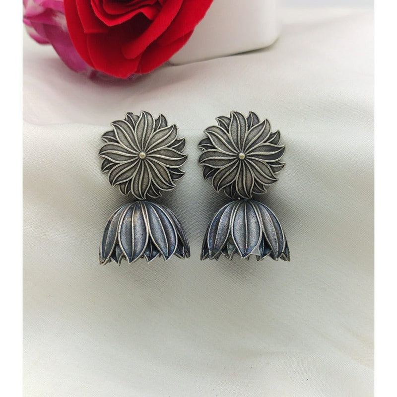 Akruti Collection Oxidised Plated Jhumki Earrings