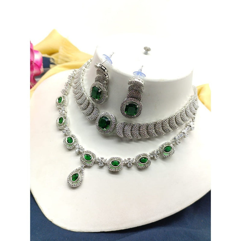 Akruti Collection Silver Plated AD Choker Necklace Set