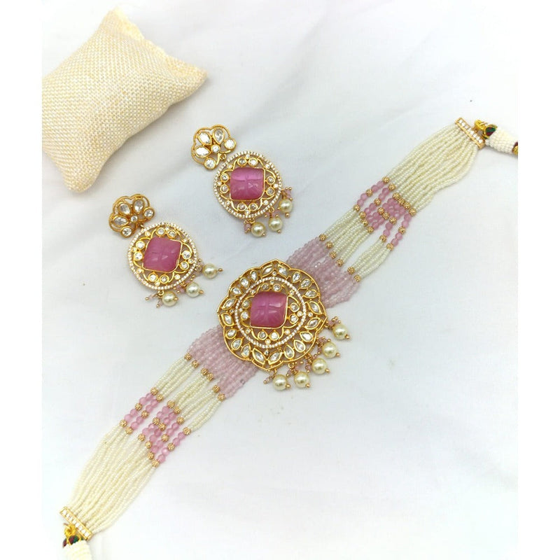 Akruti Collection Gold Plated Kundan Choker Necklace Set