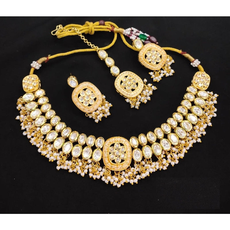 Akruti Collection Gold Plated Kundan Choker Necklace Set