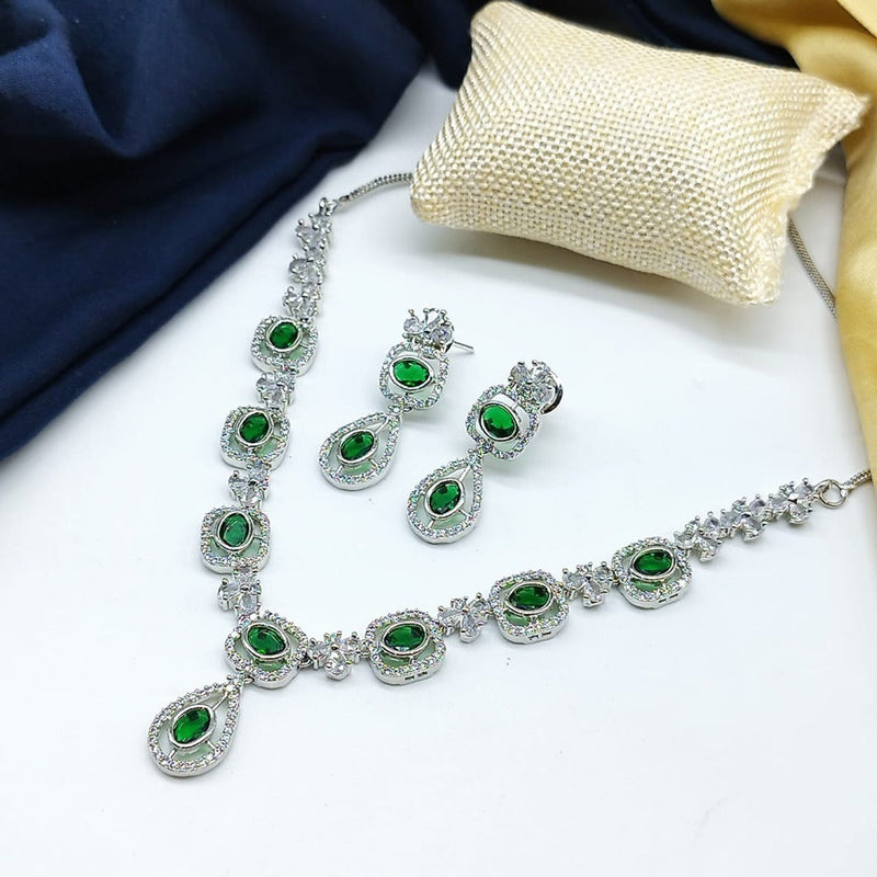 Akruti Collection Silver Plated AD Necklace Set