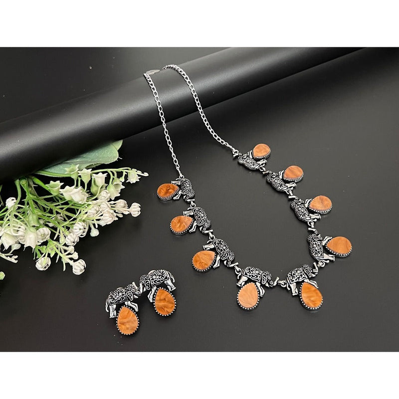 Akruti Collection Oxidised Plated Necklace Set