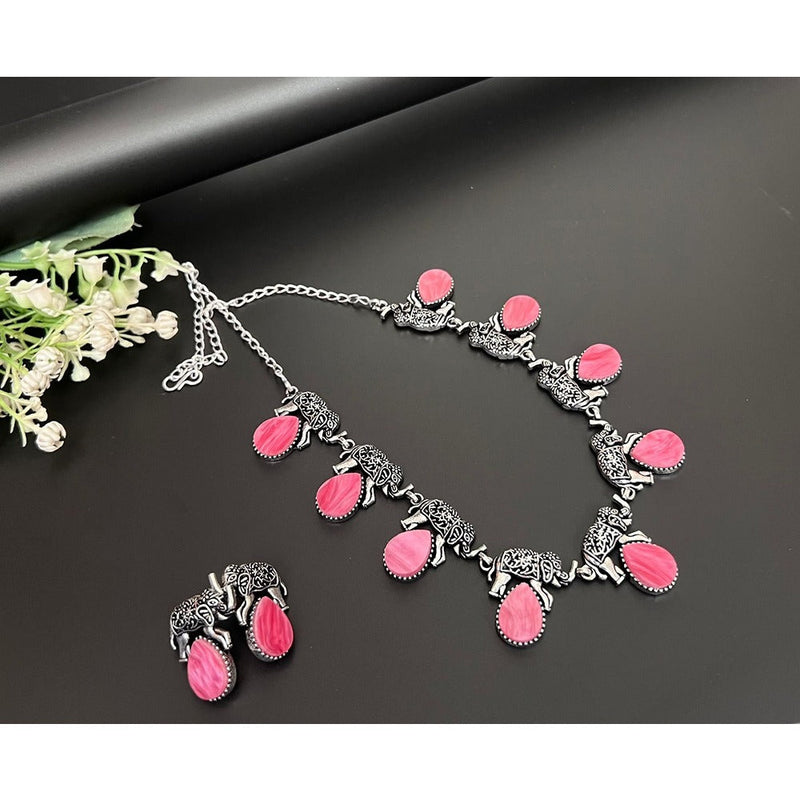 Akruti Collection Oxidised Plated Necklace Set