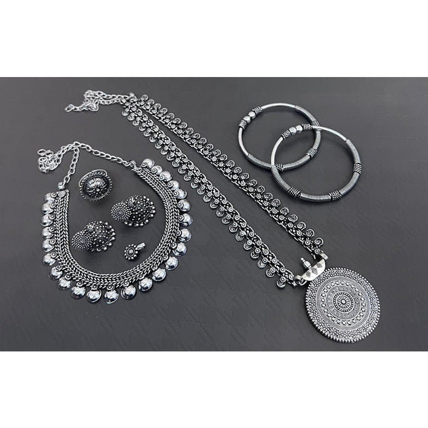 Akruti Collection Oxidised Plated Jewellery Combo