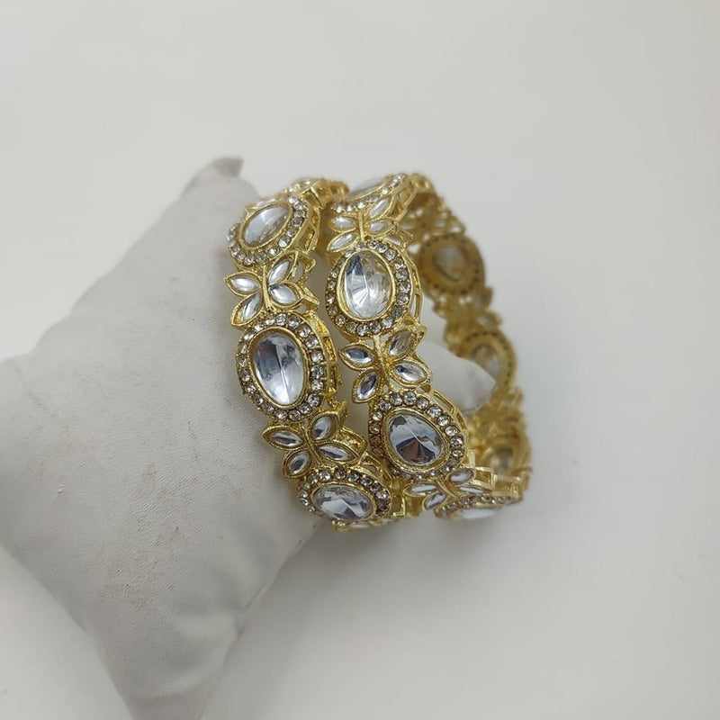 Akruti Collection Gold Plated Crystal Stone  And Kundan Bangle Set