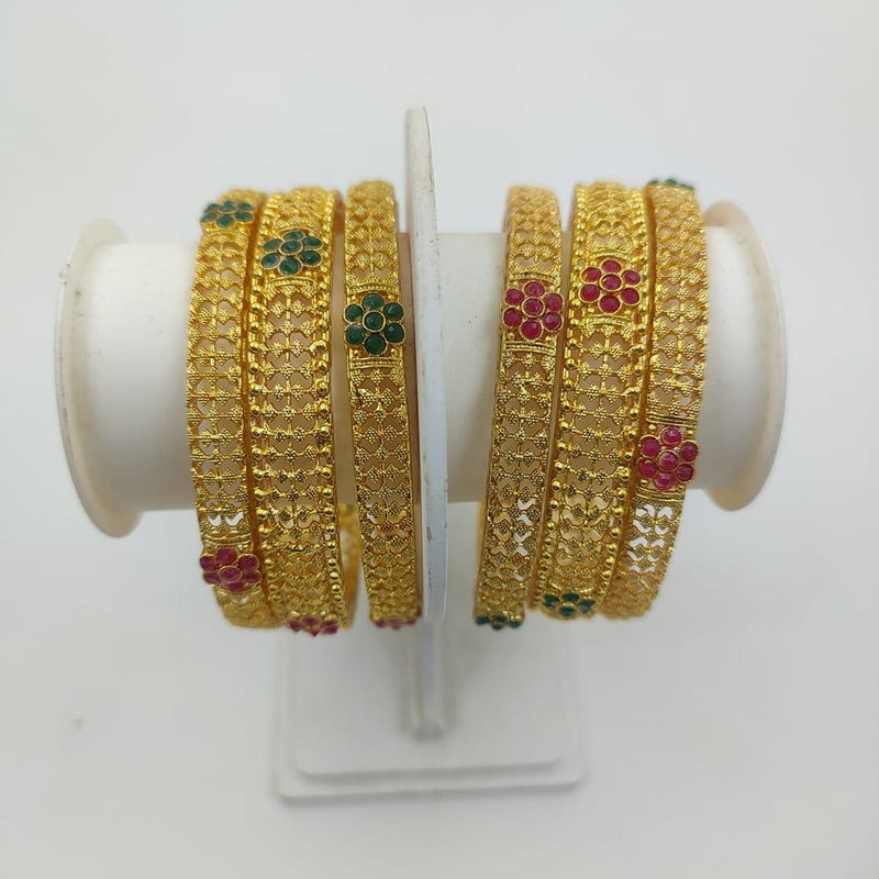 Akruti Collection Gold Plated Pota Stone  Bangle Set