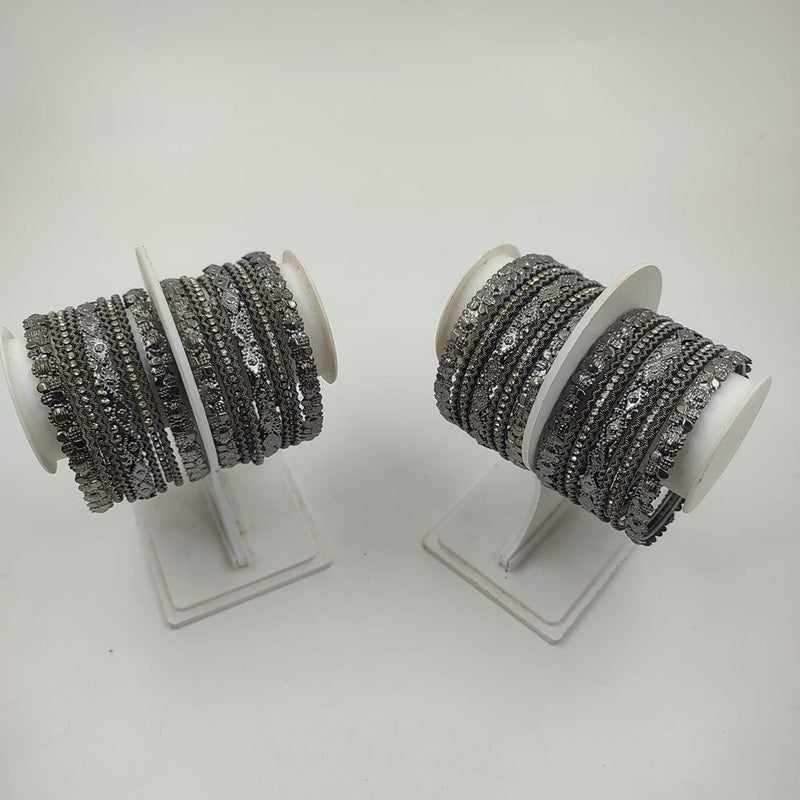 Akruti Collection Oxidised Plated Bangle Set