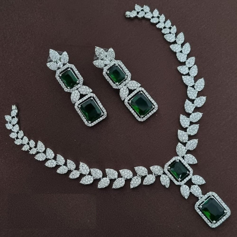 Akruti Collection Silver Plated AD Necklace Set