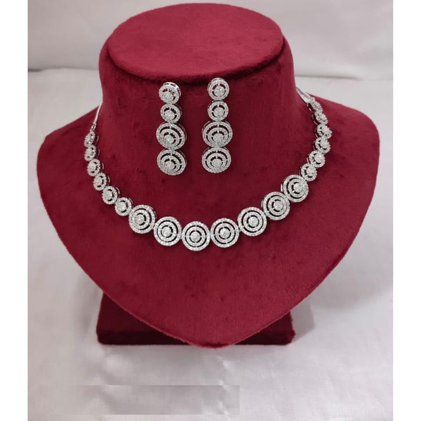 Akruti Collection Silver Plated AD Necklace Set