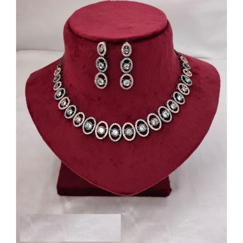 Akruti Collection 2Tone Plated  AD Necklace Set