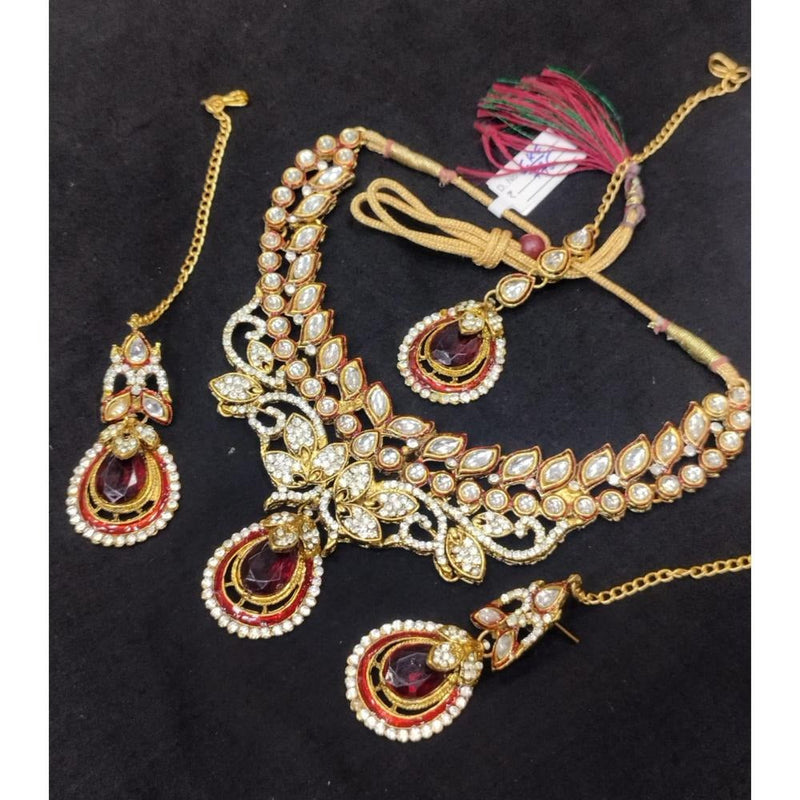 Akruti Collection Gold Plated Kundan Stone  Necklace Set