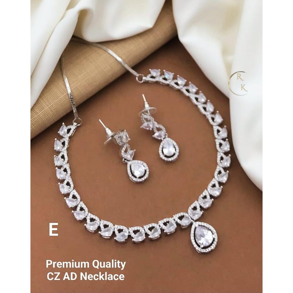 Akruti Collection Silver Plated AD Necklace Set