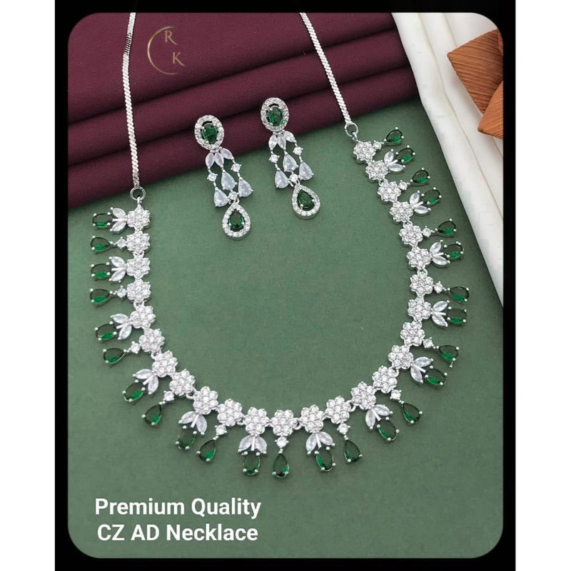 Akruti Collection Silver Plated AD Necklace Set