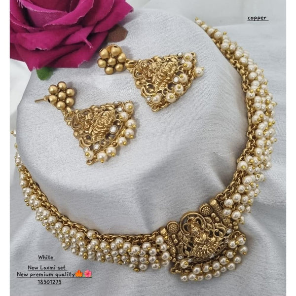 Akruti Collection Copper Gold Plated Pearl Necklace Set