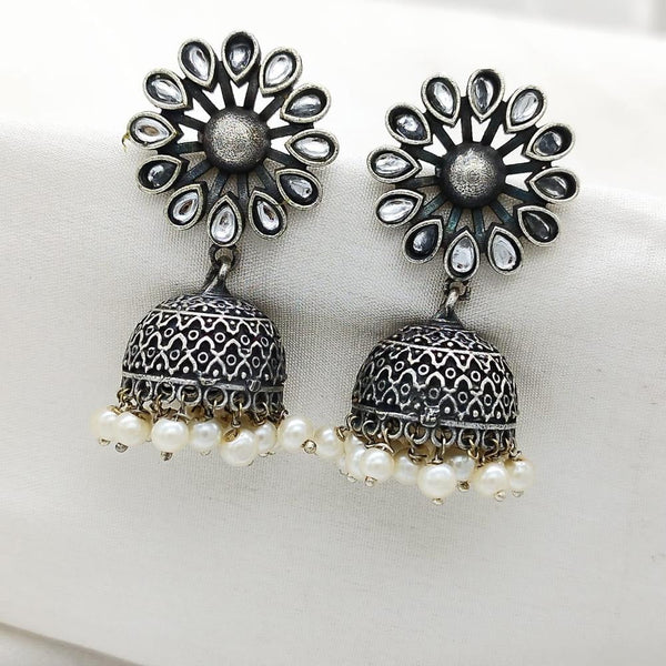 Akruti Collection Oxidised Plated Jhumki Earring