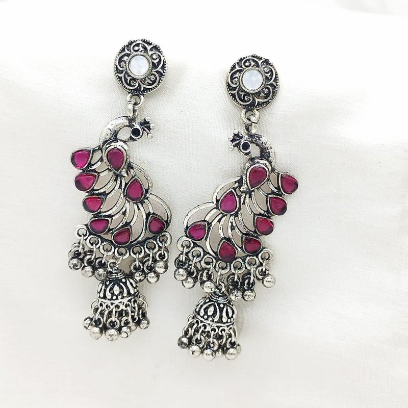 Akruti Collection Oxidised Plated Pota Stone Dangler Earring