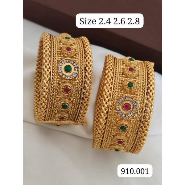 Akruti Collection Gold Plated Pota Stone Openable Bangle