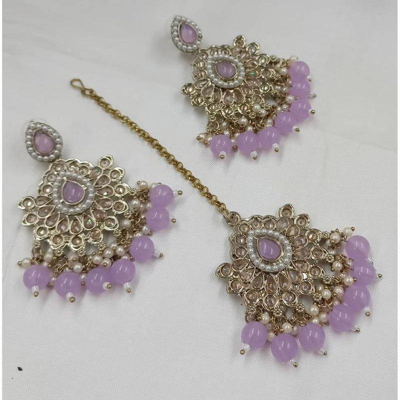 Akruti Collection Gold Plated Crystal Stone Earrings With Maangtikka