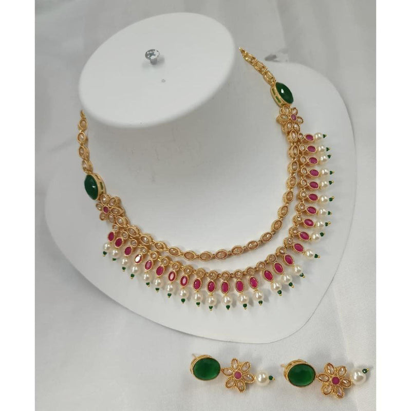 Akruti Collection Gold Plated Crystal Stone Necklace Set