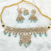 Akruti Collection Gold Plated Polki Kundan Choker Necklace Set