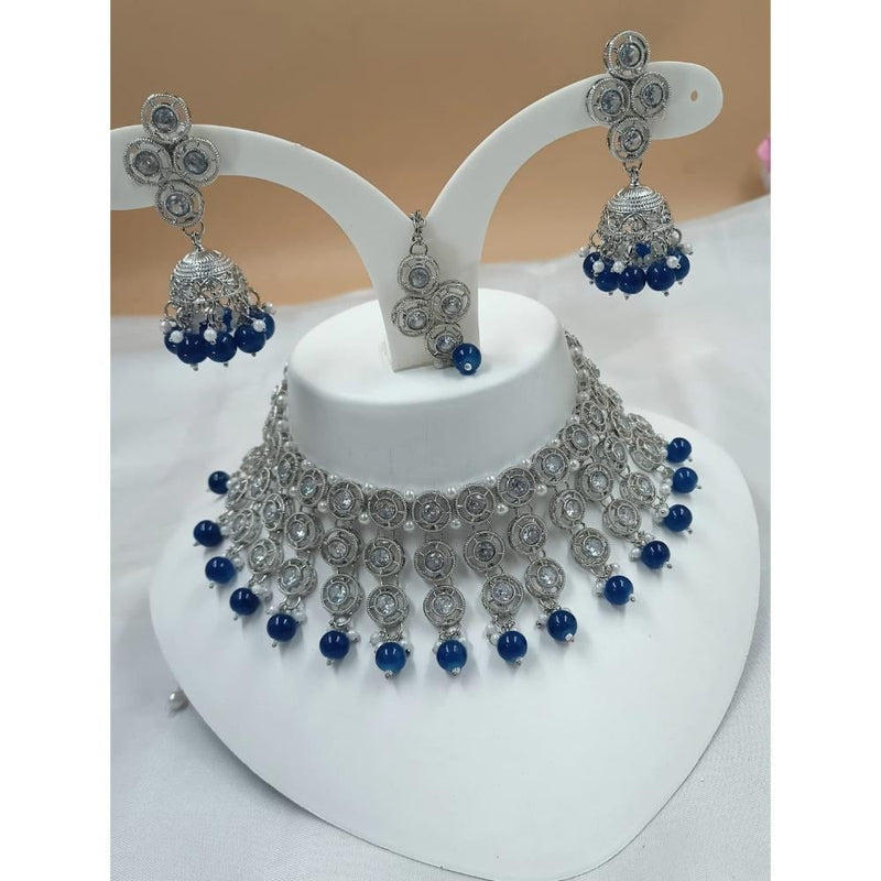 Akruti Collection Silver Plated Austrian Stone Necklace Set