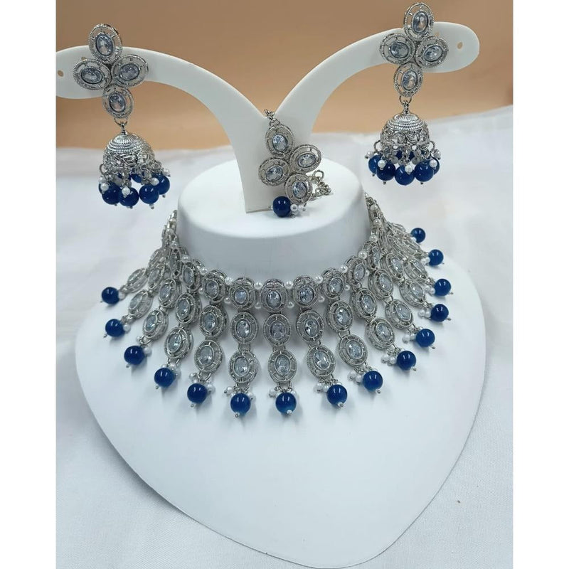 Akruti Collection Silver Plated Austrian Stone Necklace Set