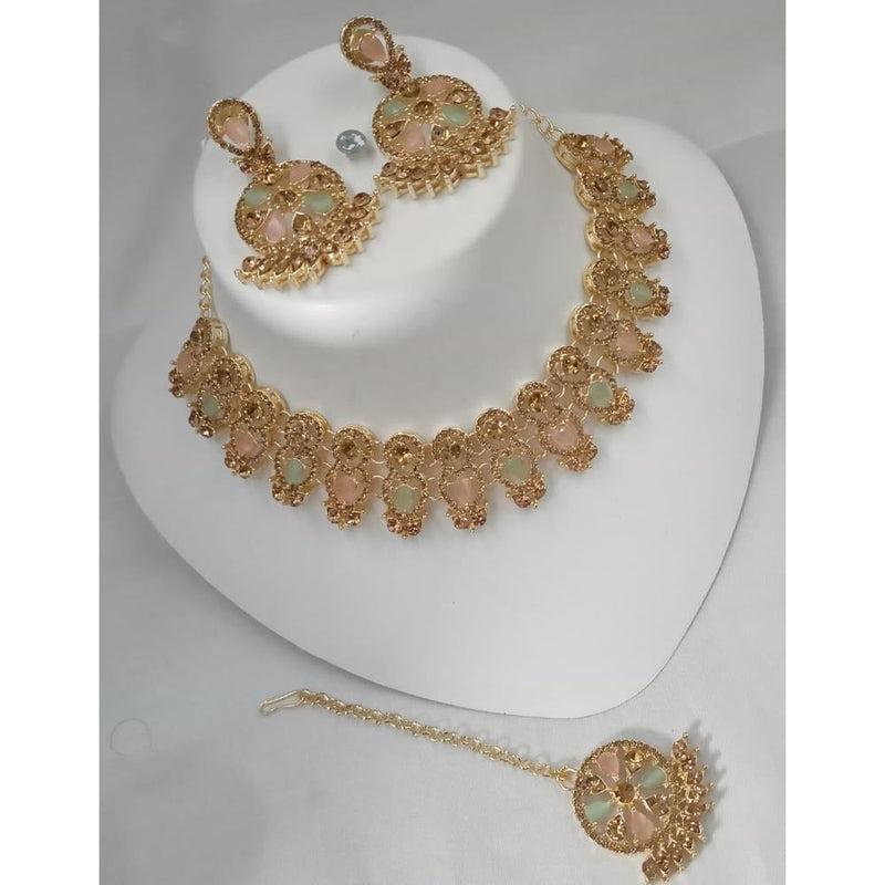 Akruti Collection Gold Plated Austrian Stone Choker Necklace Set