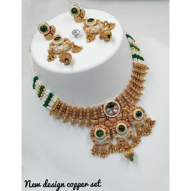 Akruti Collection Gold Plated Kundan Stone And Meenakari Choker Necklace Set