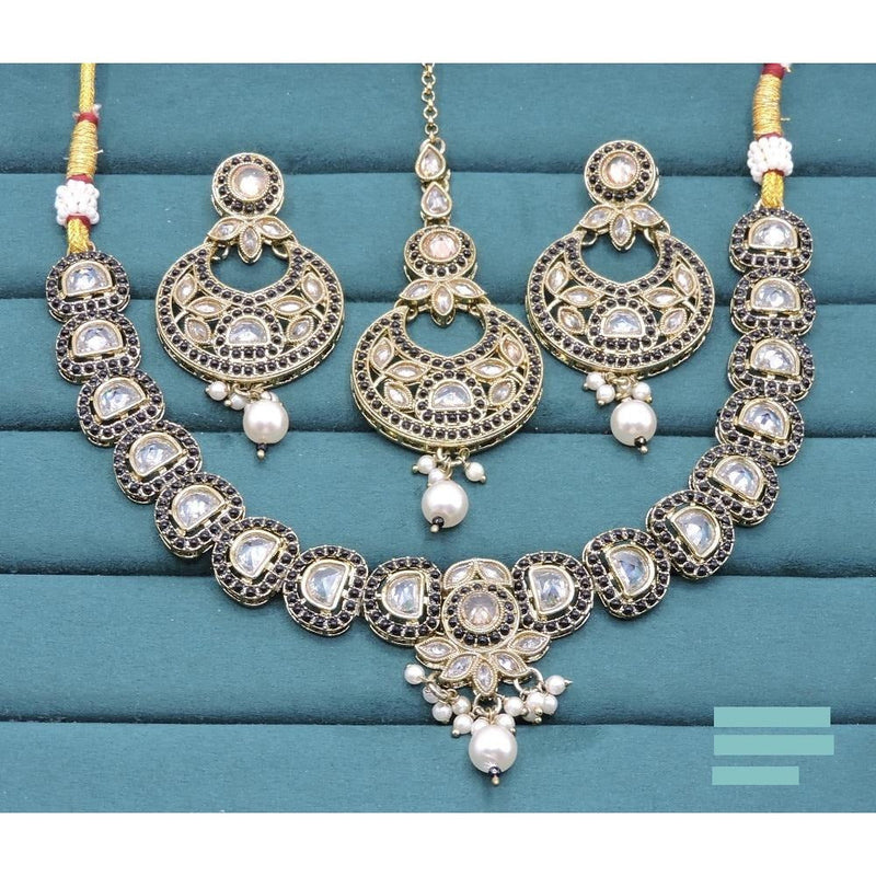 Akruti Collection Gold Plated Crystal Stone And Pearls Necklace Set