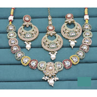 Akruti Collection Gold Plated Crystal Stone And Pearls Necklace Set
