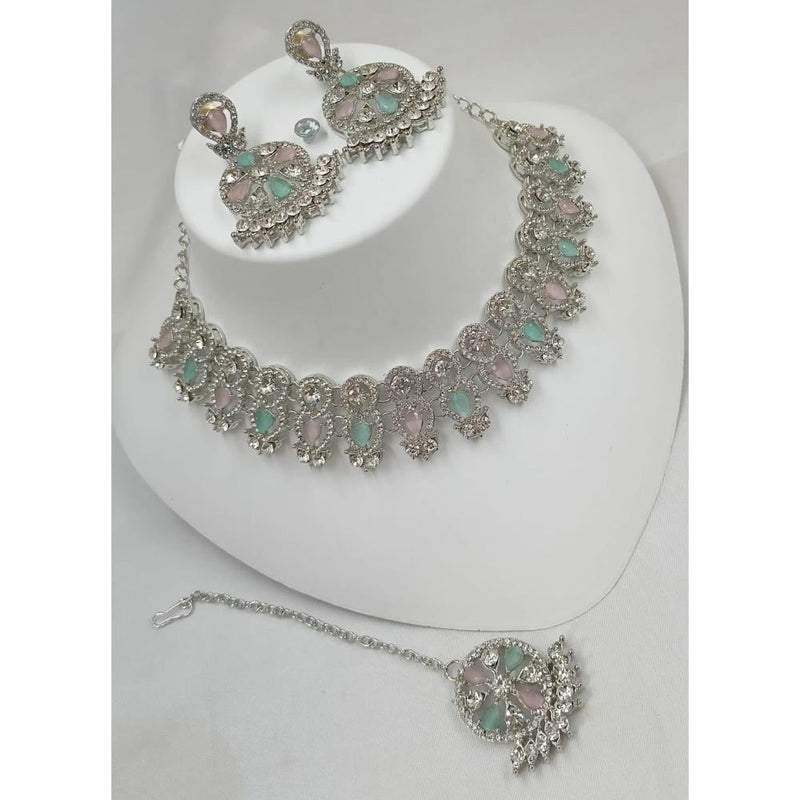 Akruti Collection Silver Plated Austrian Stone Choker Necklace Set