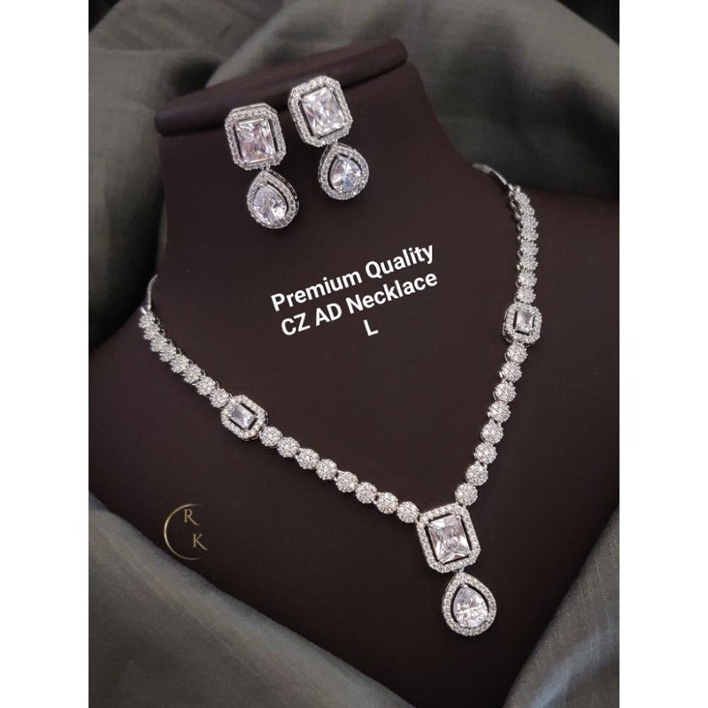 Akruti Collection Silver Plated AD Necklace Set