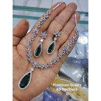 Akruti Collection Silver Plated AD Necklace Set